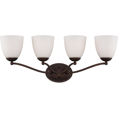 Nuvo Lighting 60/5134  Patton - 4 Light Vanity Fixture with Frosted Glass in Prairie Bronze Finish
